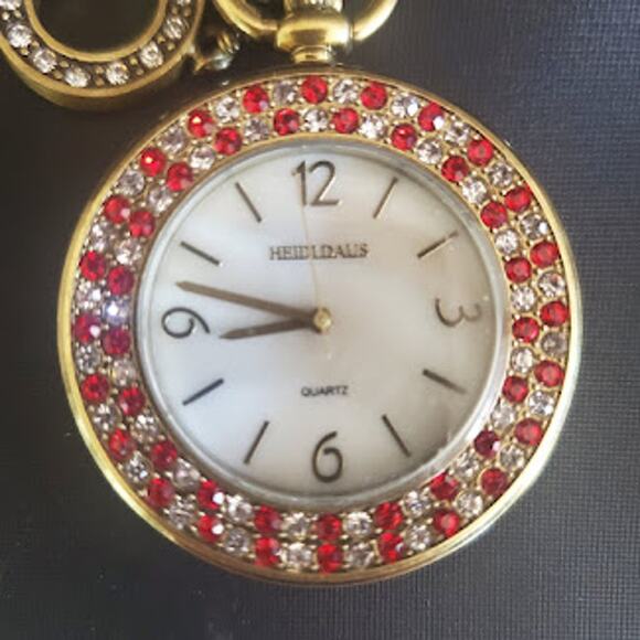 Heidi Daus About Time Pocket Watch Necklace Swarovski Crystals‎ Gold Tone NWOT - Picture 2 of 12